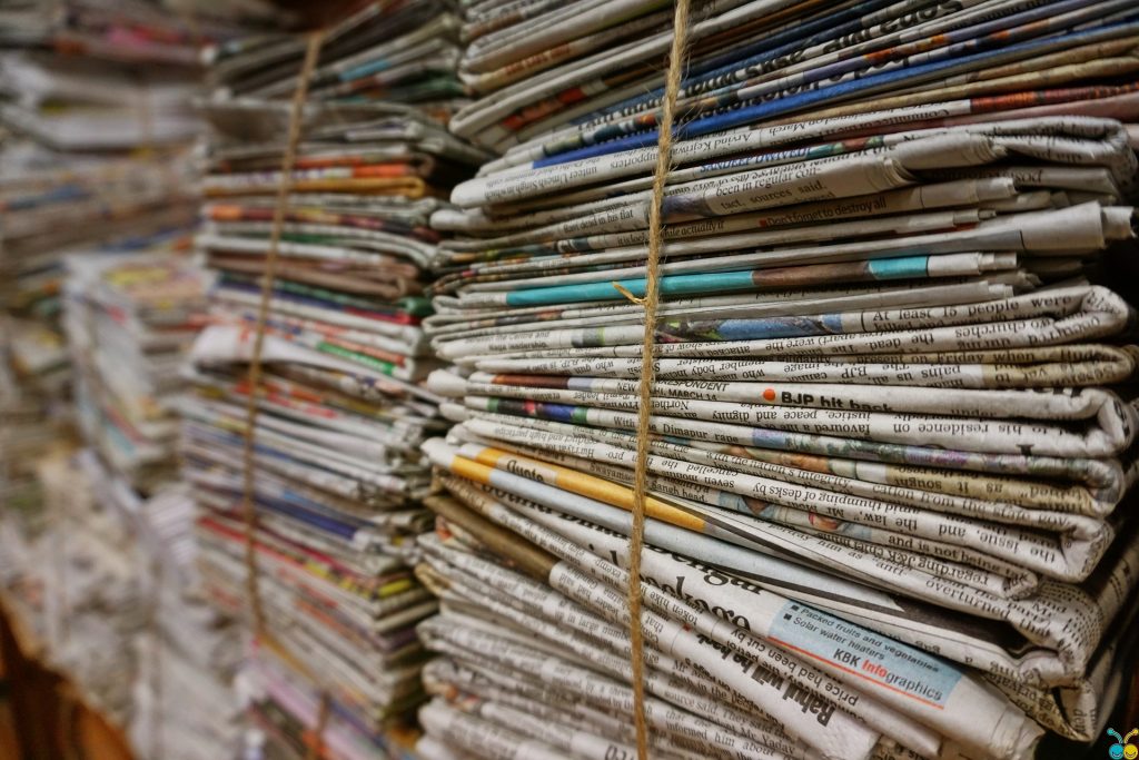 Bundle of newspapers.
