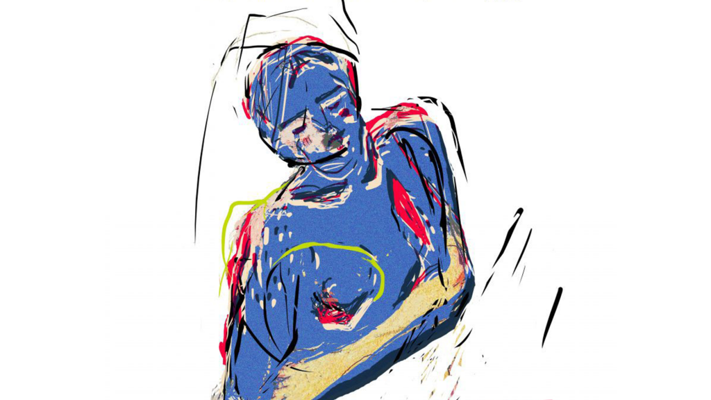 An abstract painting of a woman.