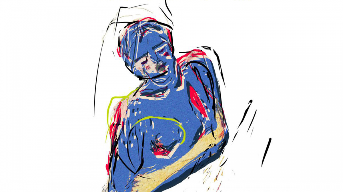 An abstract painting of a woman.